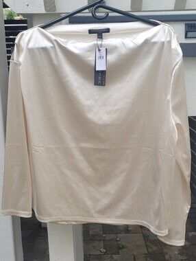 Banana Republic Satin Boatneck Top - Ivory Cream
